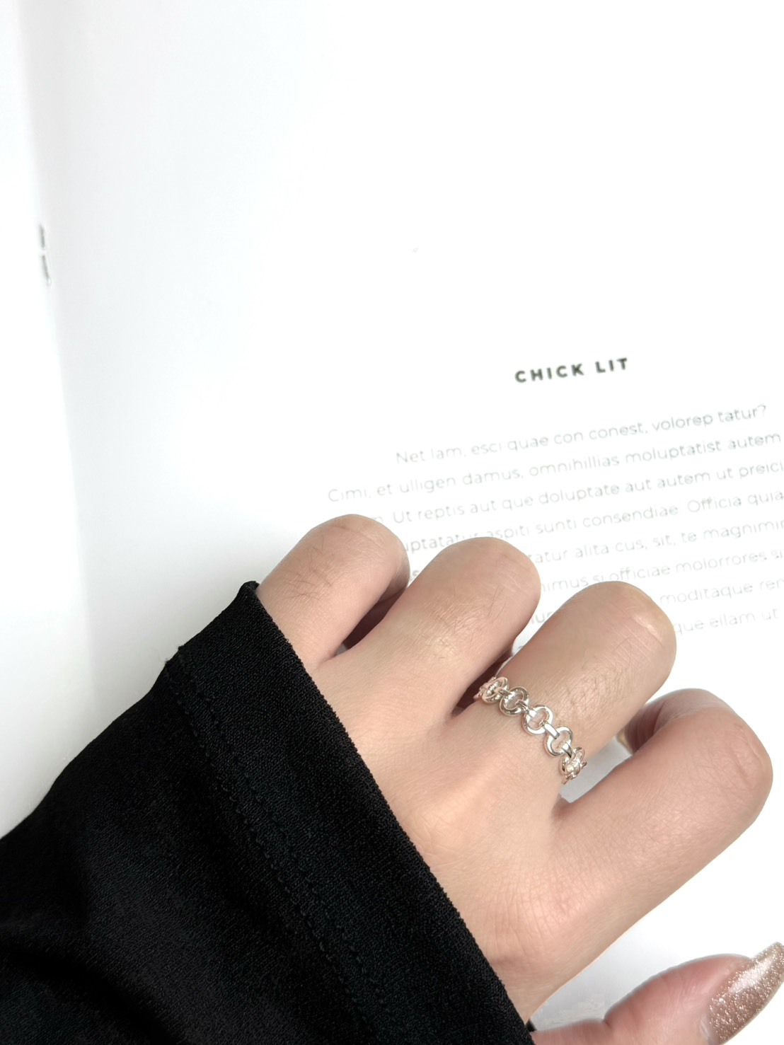 簍空幾何拼接純銀戒指