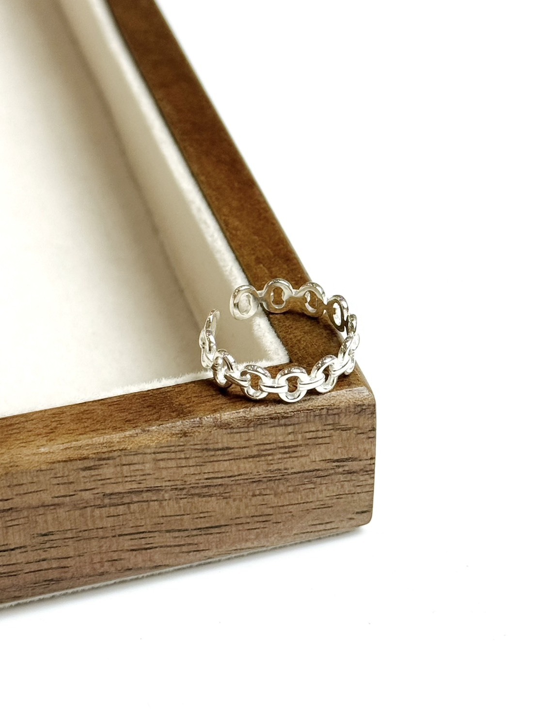 簍空幾何拼接純銀戒指