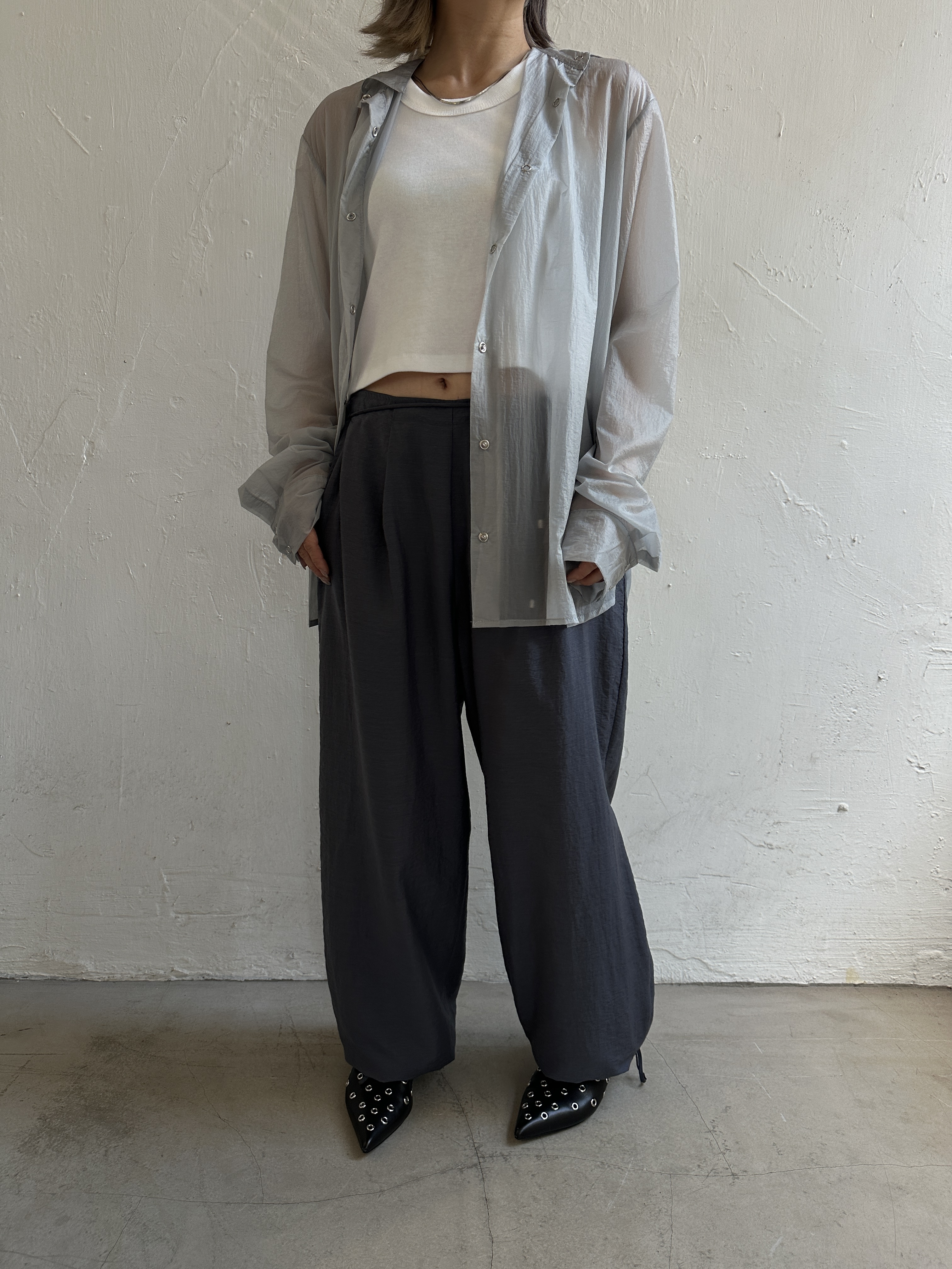 CHOOSELESS FORMLESS MID LENGTH SHEER SHIRT