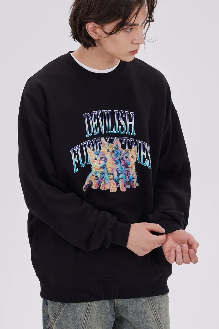 【韓國預購】AKR090102 Dysfunct 圓領衛衣 (Three Kittens)