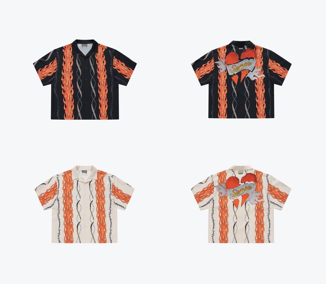 SENSE Flame Heart Print Shirt