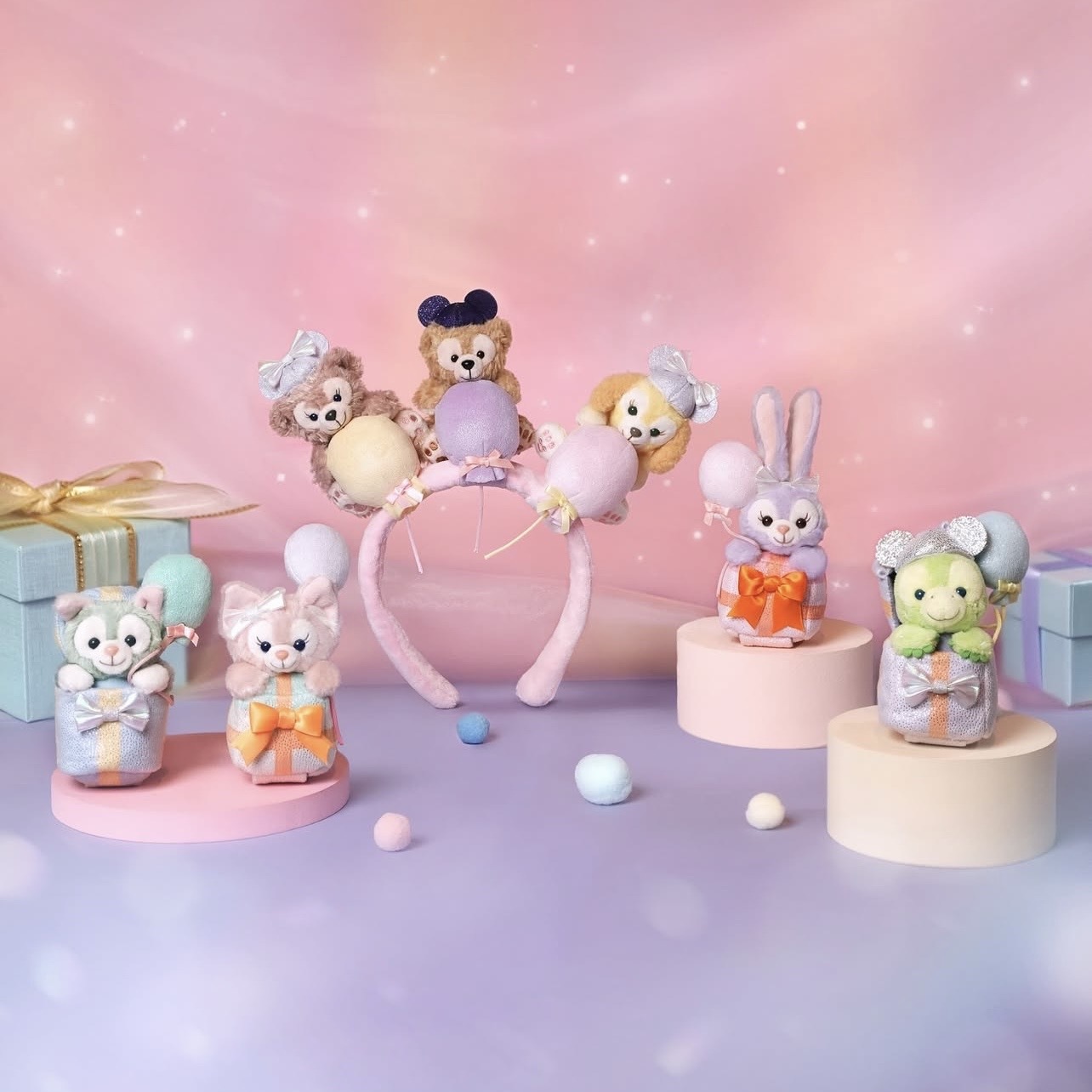 20周年奇妙派對 達菲Duffy與好友 絨毛 迷你公仔 娃娃 (搭配個人客製髮圈用) -香港迪士尼樂園