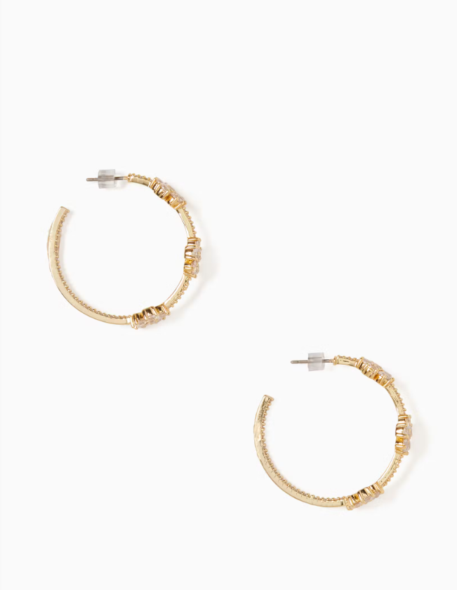 [US] KATE SPADE O0RU3138 GLEAMING GARDEN EARRINGS,CLEAR/GOLD, 767883556801 (SKS1239)