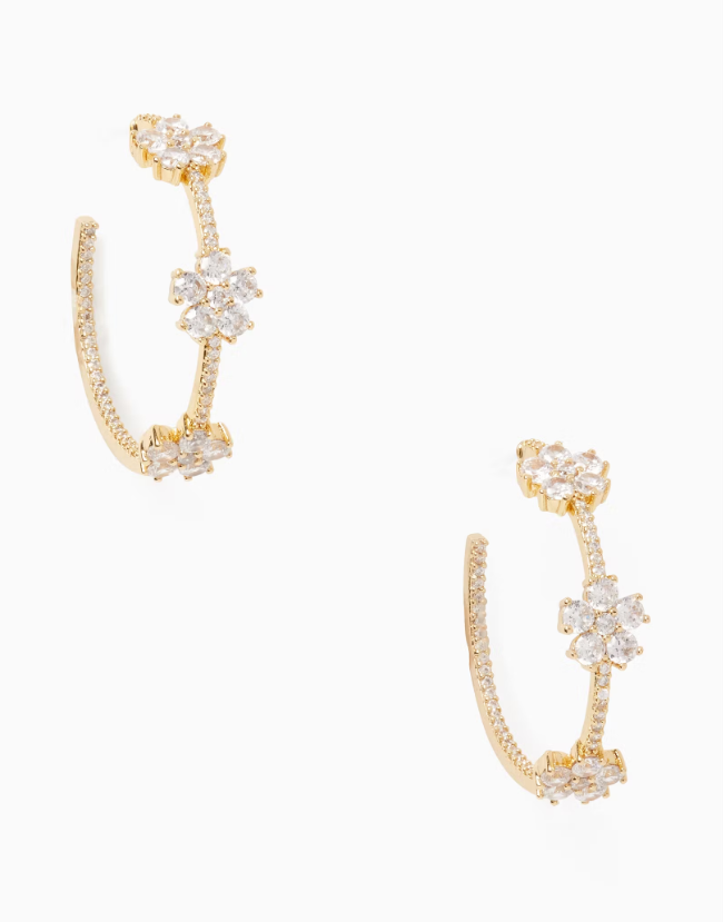 [US] KATE SPADE O0RU3138 GLEAMING GARDEN EARRINGS,CLEAR/GOLD, 767883556801 (SKS1239)