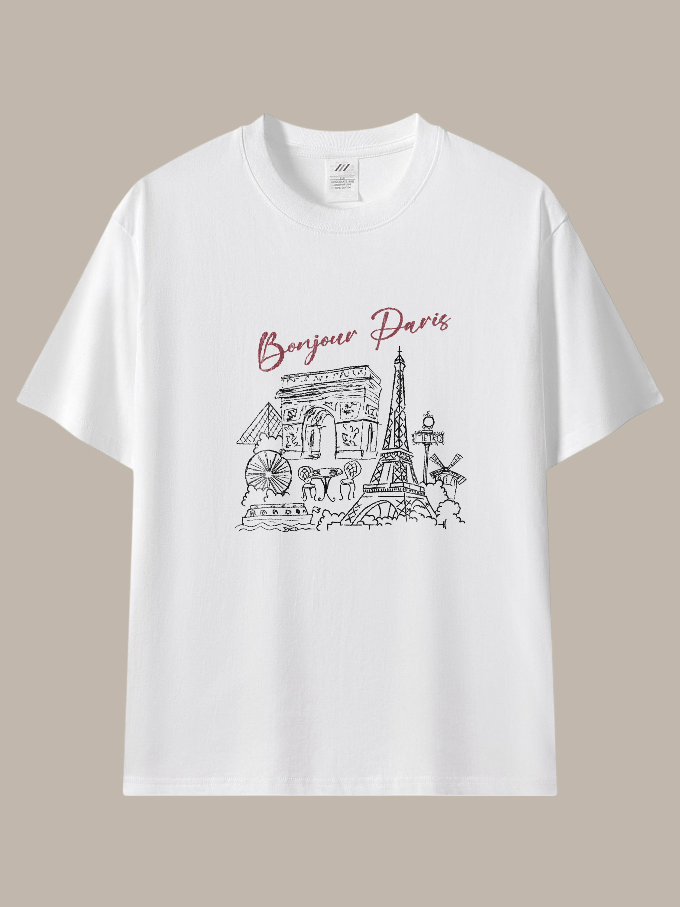 Bonjour Paris 巴黎手繪風質感棉T