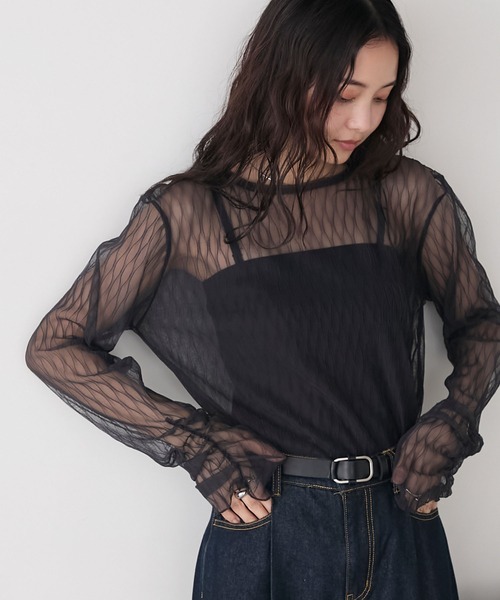 日本🇯🇵連線 Forksy 輕透感皺褶袖口透膚上衣 皺褶袖口設計 透膚 內搭 多層次 長袖 5色(任買兩件711免運)/預購