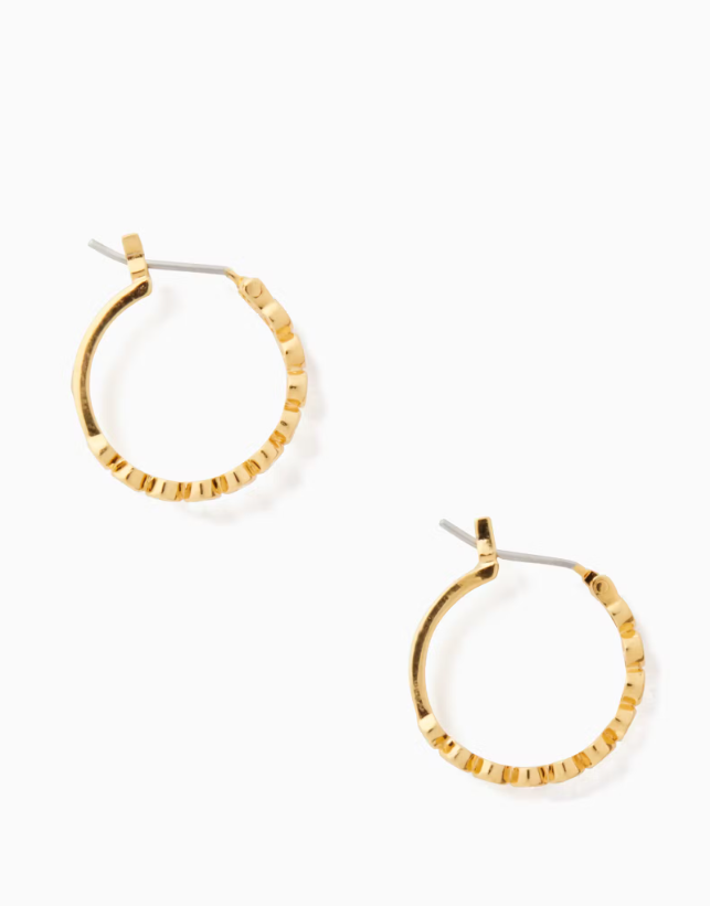 [US] KATE SPADE O0RU2767 FULL CIRCLE HUGGIES EARRINGS,CLEAR/GOLD, 98686728363 (SKS1032)
