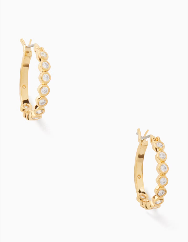[US] KATE SPADE O0RU2767 FULL CIRCLE HUGGIES EARRINGS,CLEAR/GOLD, 98686728363 (SKS1032)