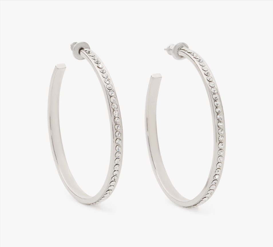 [S] KATE SPADE KK019 RING IT UP EARRINGS,CLEAR/SILVER, 196021557255 (SKS1572)