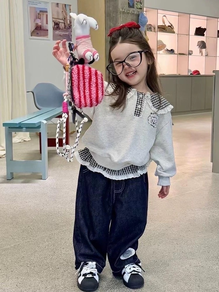 甜美蕾絲格紋花邊上衣