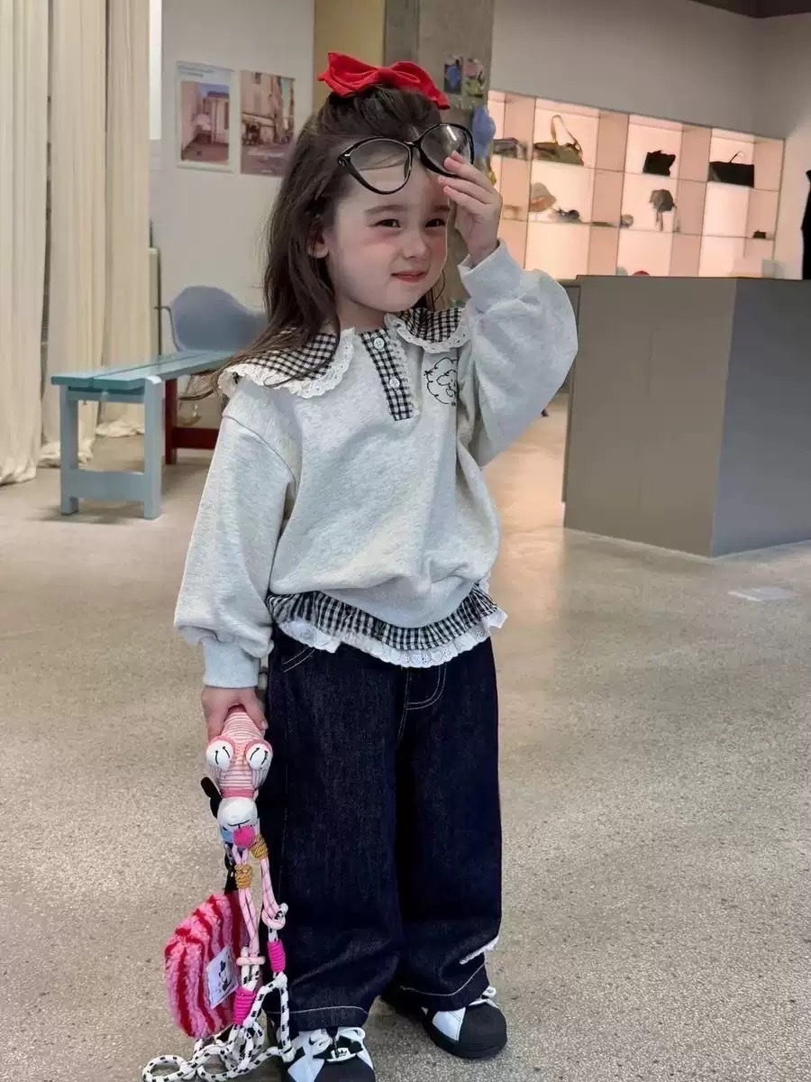 甜美蕾絲格紋花邊上衣