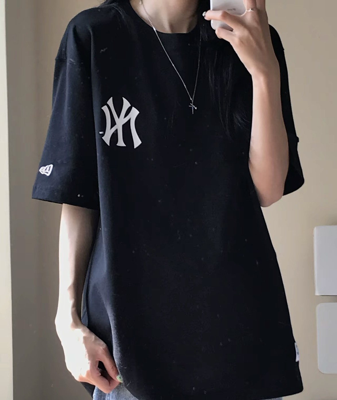 【現貨】New Era MLB 圖騰 短袖  NY  LA 黑色 白色