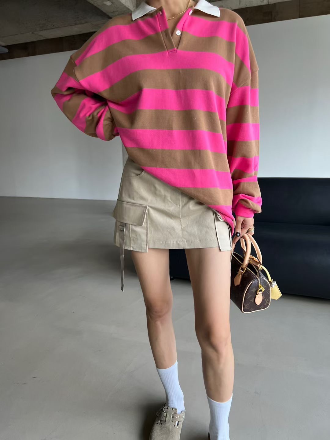 蓋帶掛帶後鬆緊短裙