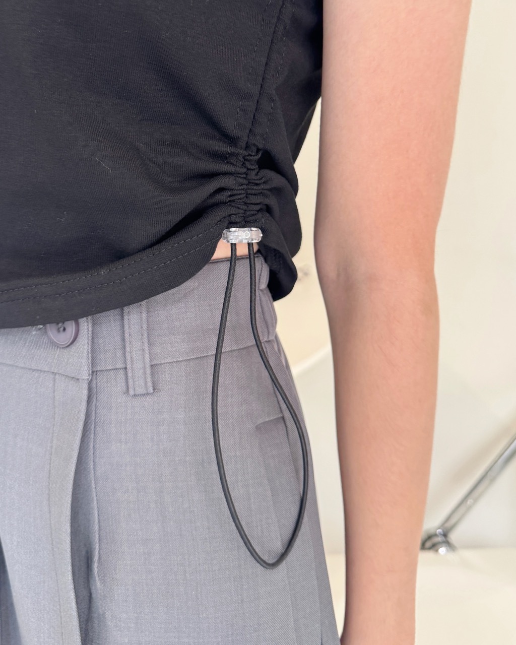 「Too Lazy」側身抽繩上衣-9218