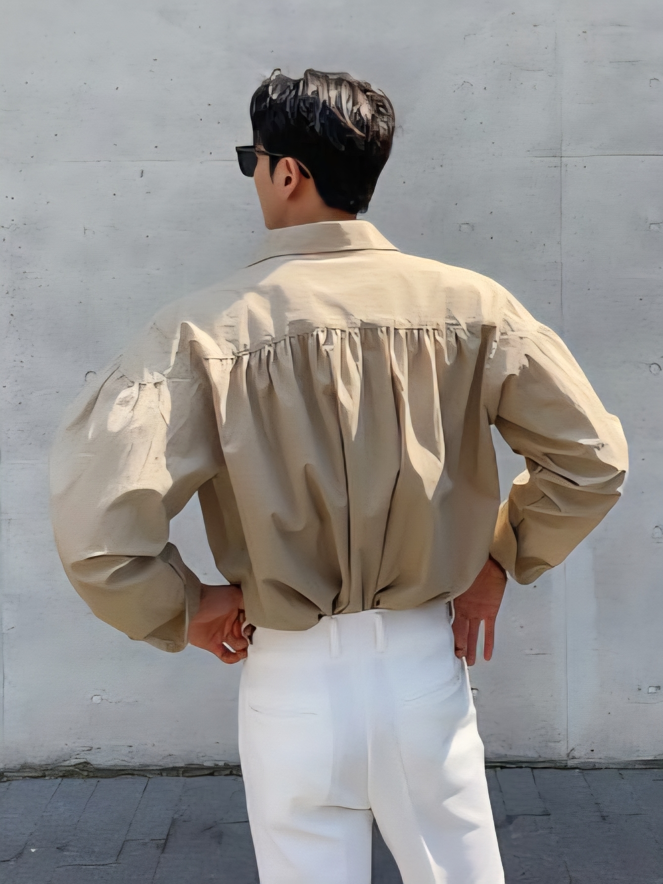 (韓國獨家特價)開領褶皺襯衫