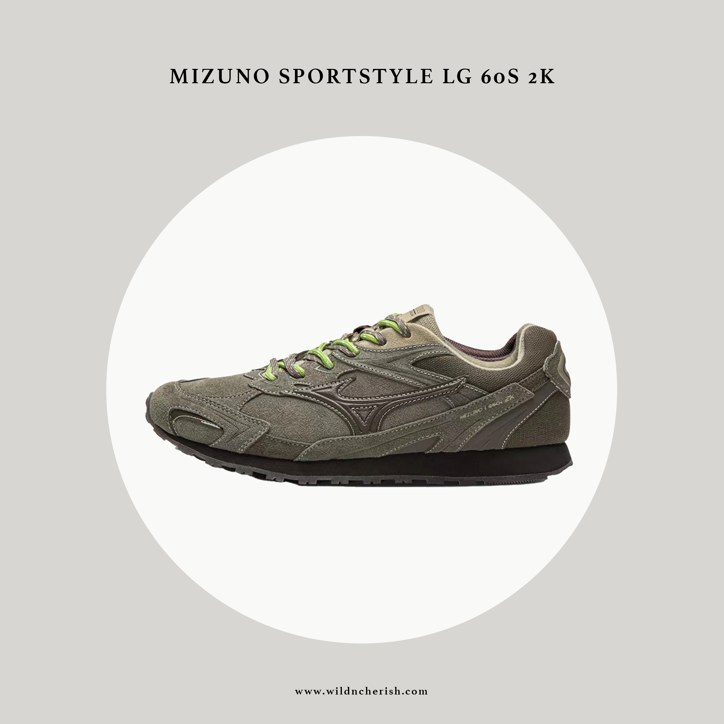 預訂 | Mizuno Sportstyle LG 60S 2K 橄欖綠色 雙鞋帶設計