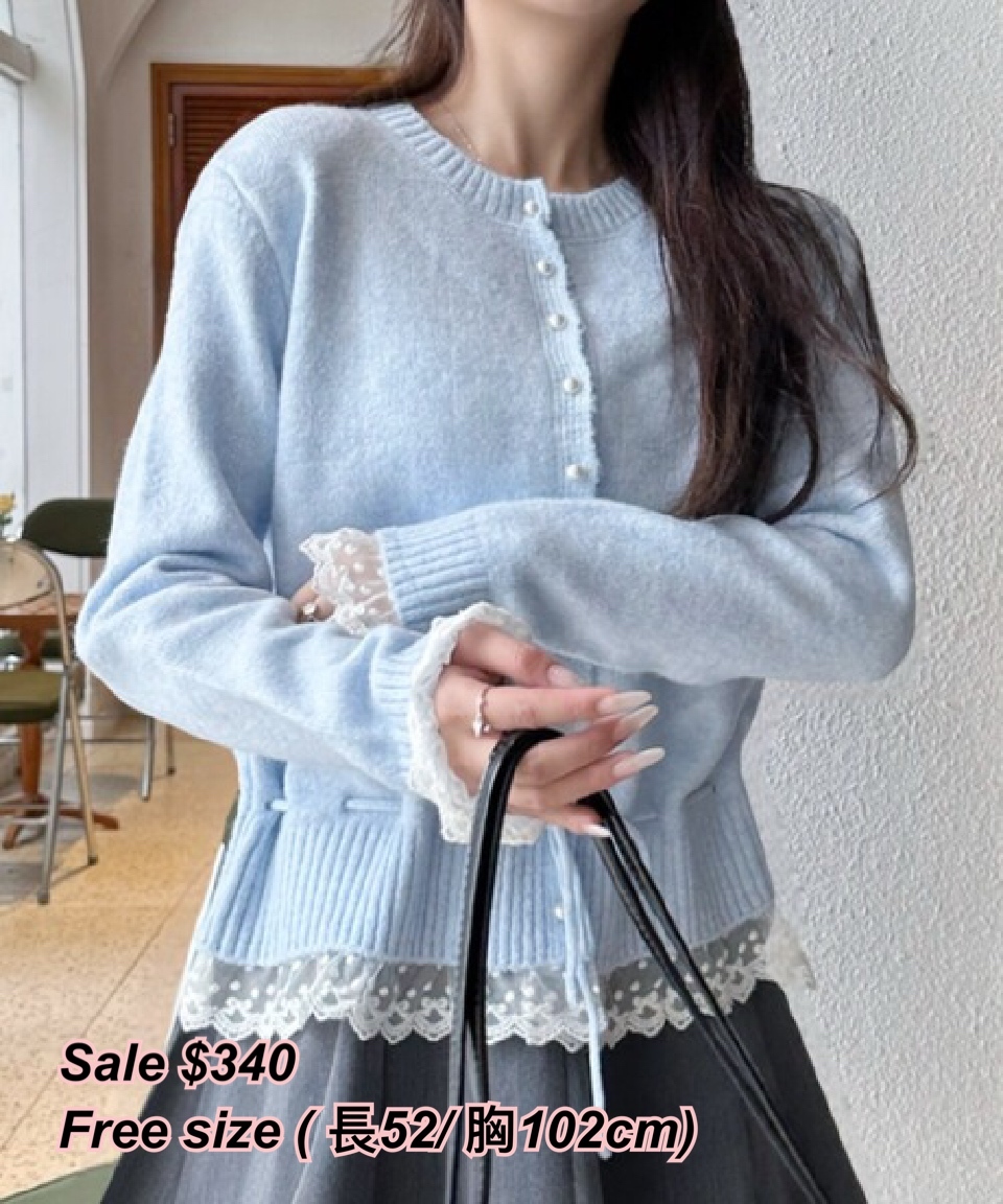 3/9 日系女裝下擺lace 束腰外套/ 3色