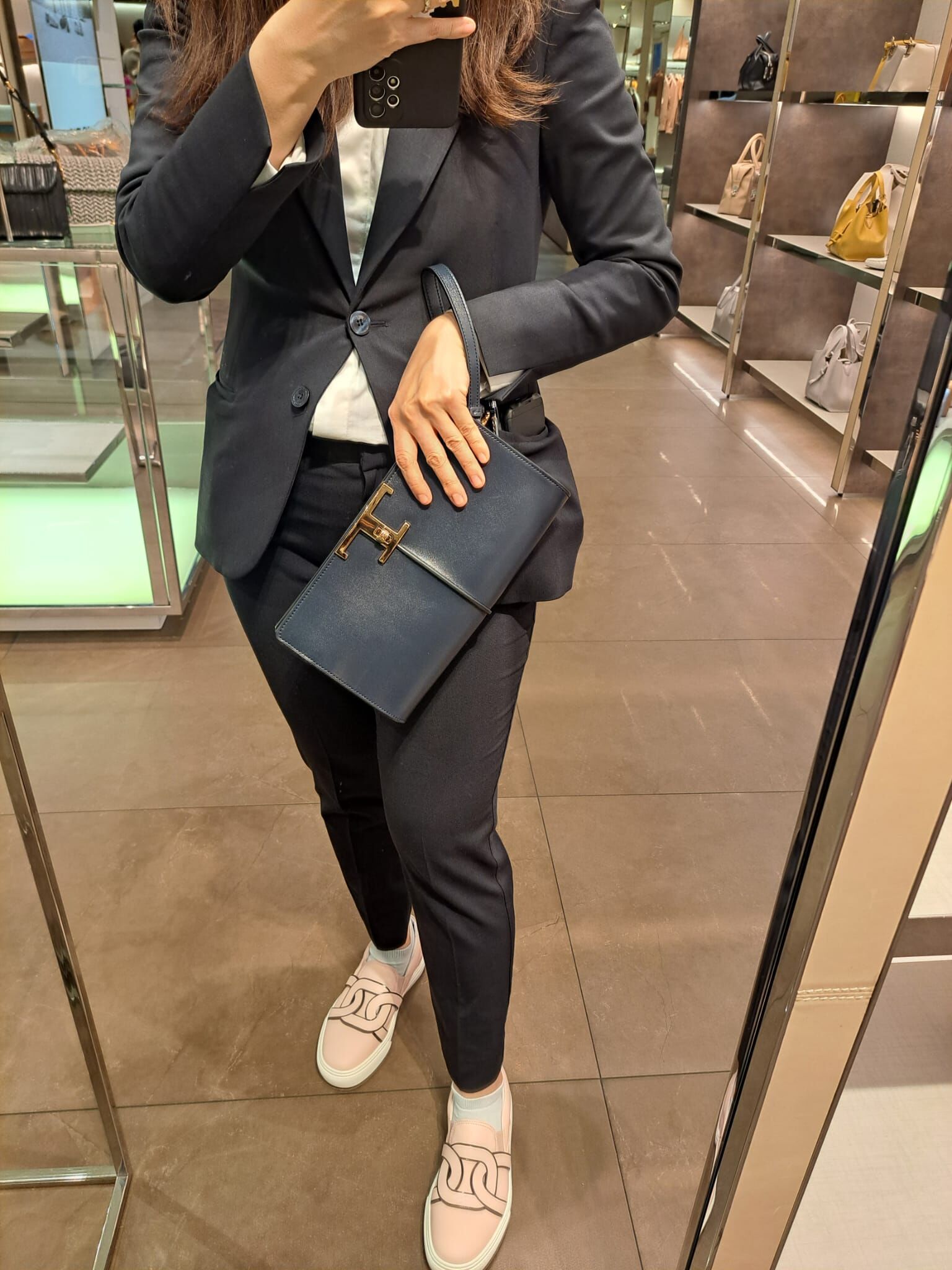 Tods Bag T buckle handbag with crossbody chain Navy