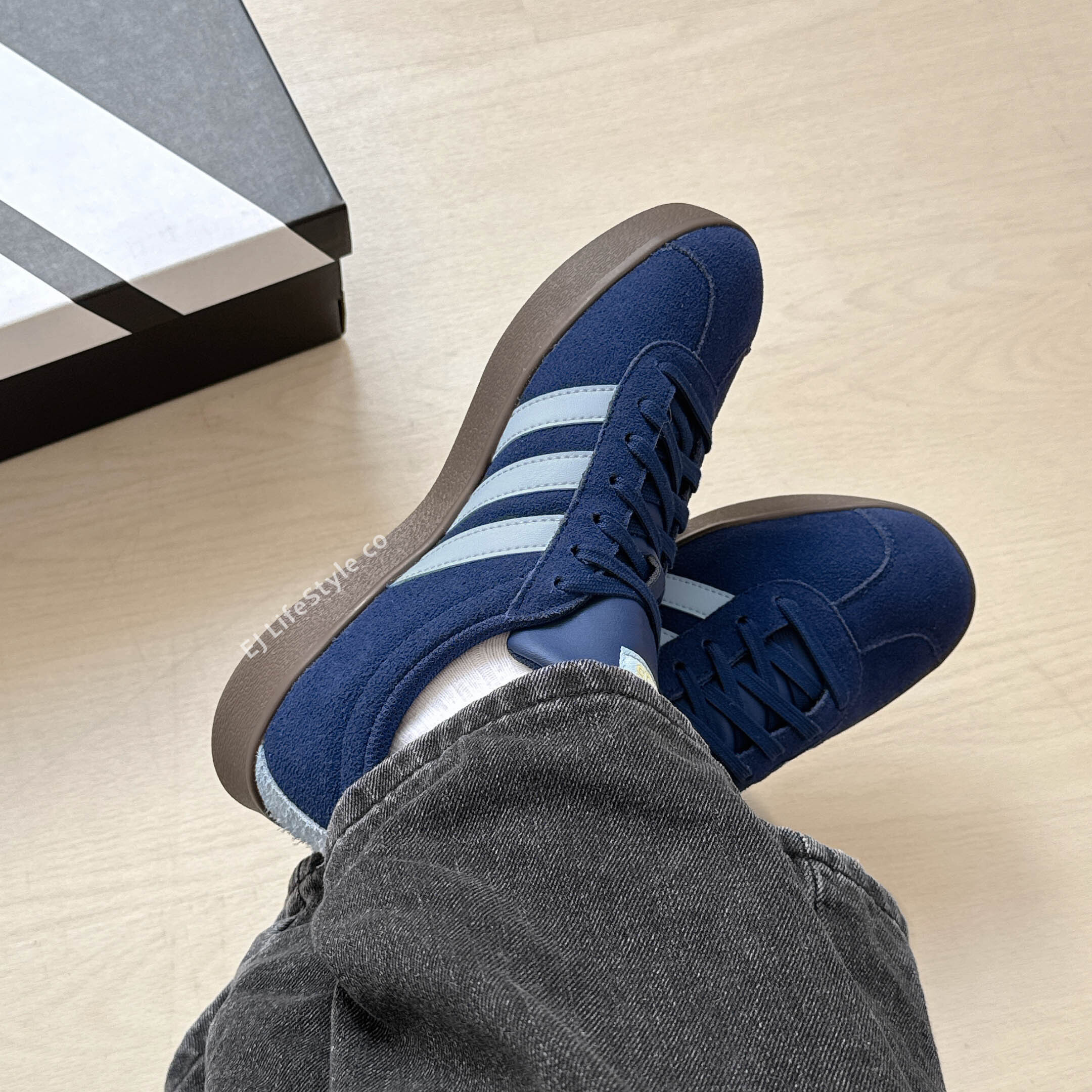 ADIDAS NEO VL COURT 2.0 海軍藍 深藍 麂皮 焦糖底 平替版SAMBA 男女鞋 JR8308 / 現+預