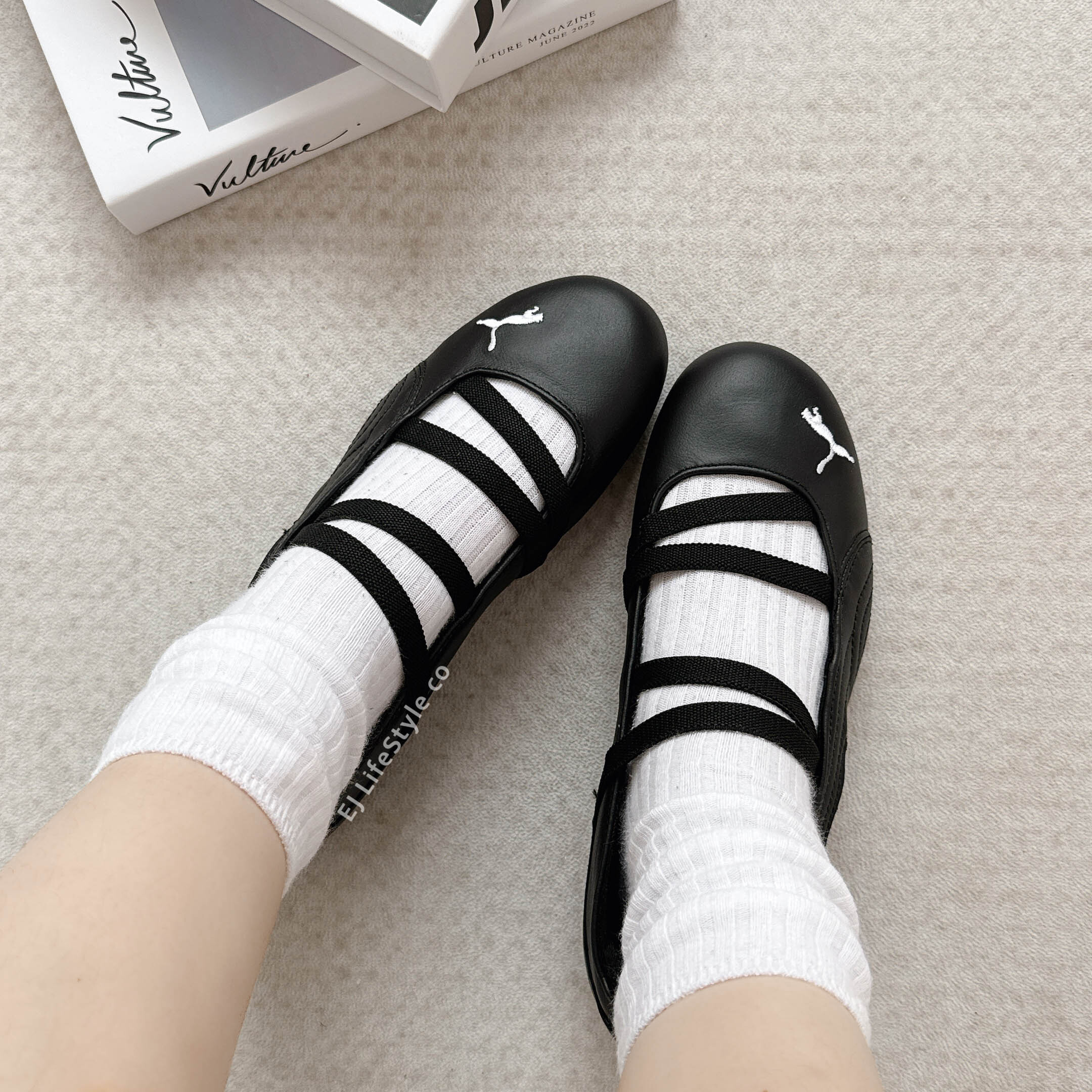 PUMA SPEEDCAT BALLET 賽車鞋 芭蕾舞鞋 涼鞋 全黑 仿皮革 白色小標 女鞋 403587-03 / 現貨