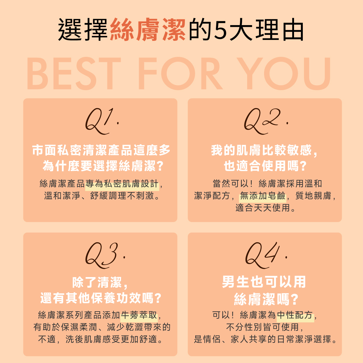 絲膚潔為中性配方,不分性別皆可使用,是情侶、家人共享的日常潔淨選擇