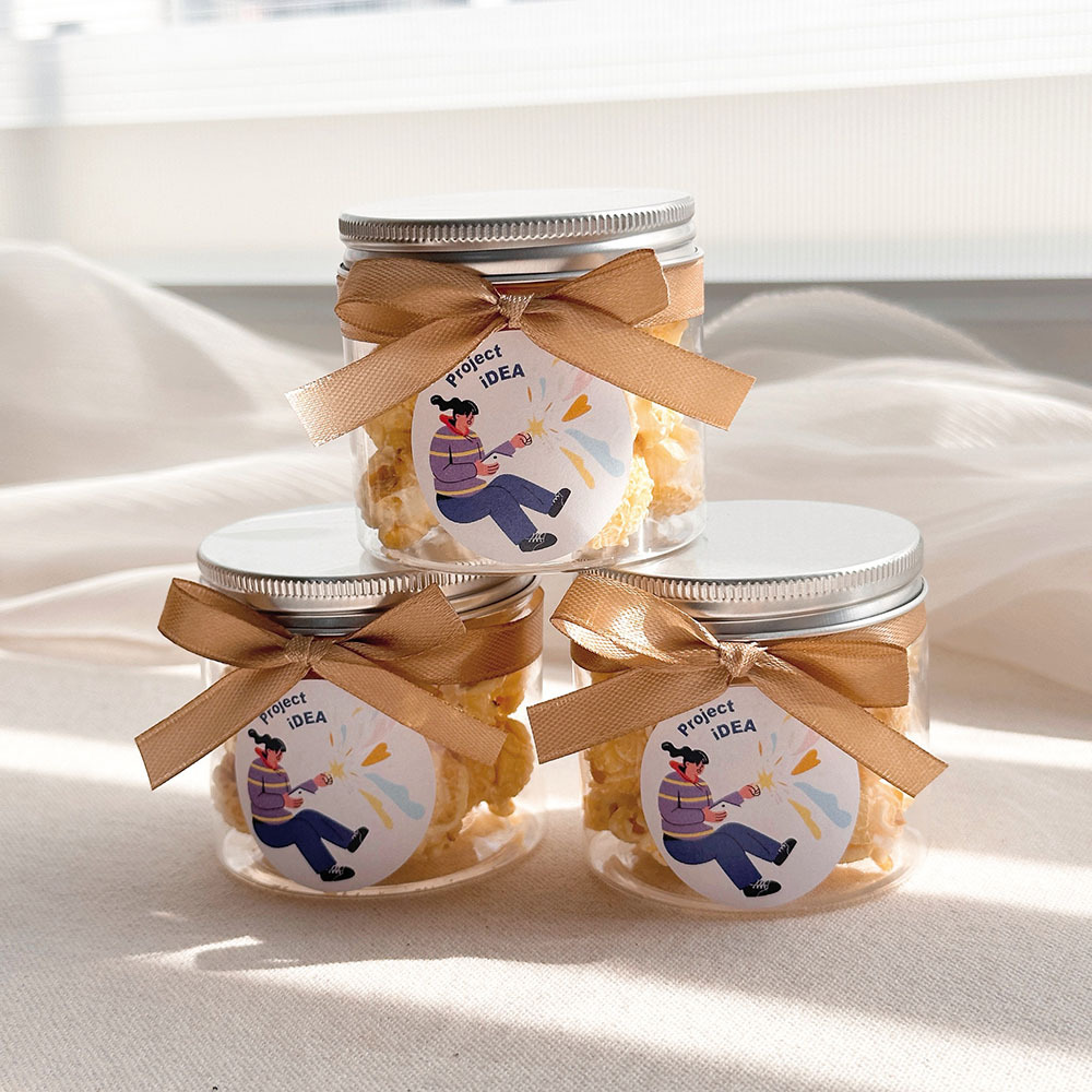 大亨小傳風-透明罐裝婚禮爆米花(滿百份免費印名字)-2口味可挑-★需依日期預訂客製(限宅配)