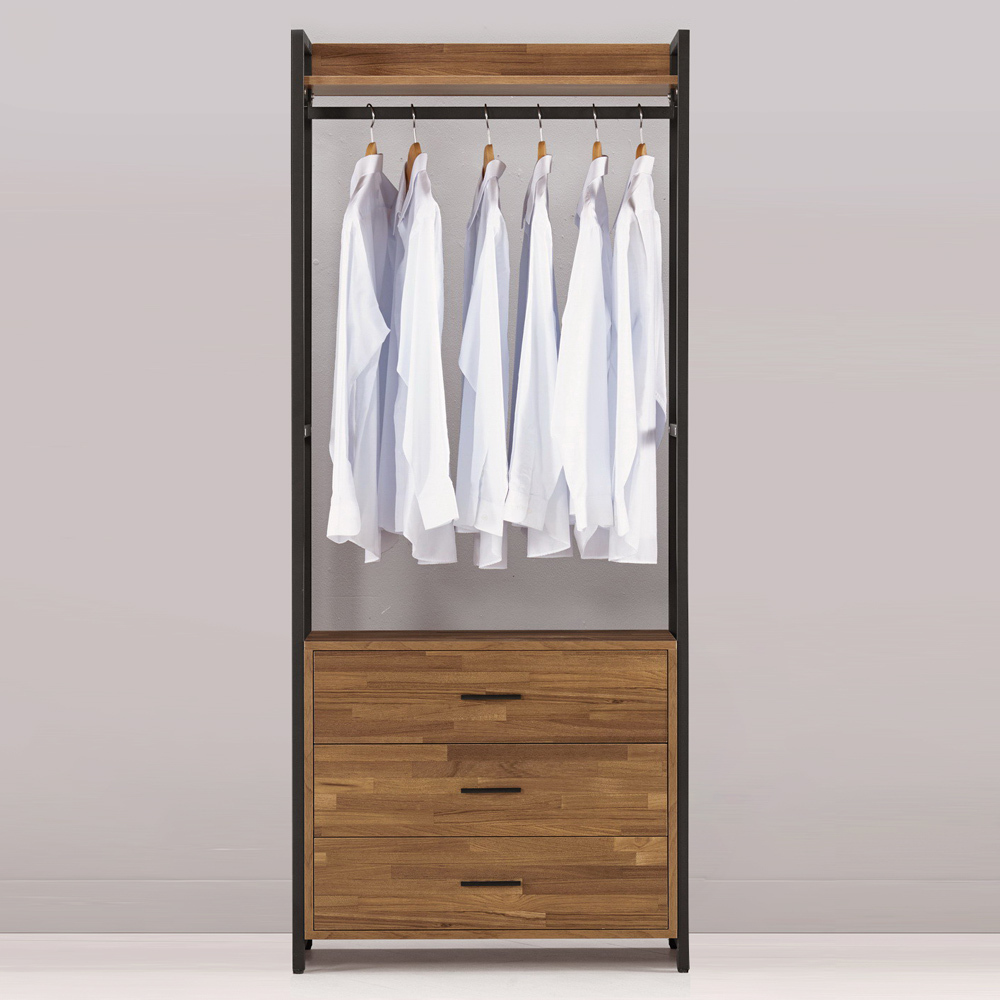 諾德2.7尺開放式三抽衣櫃