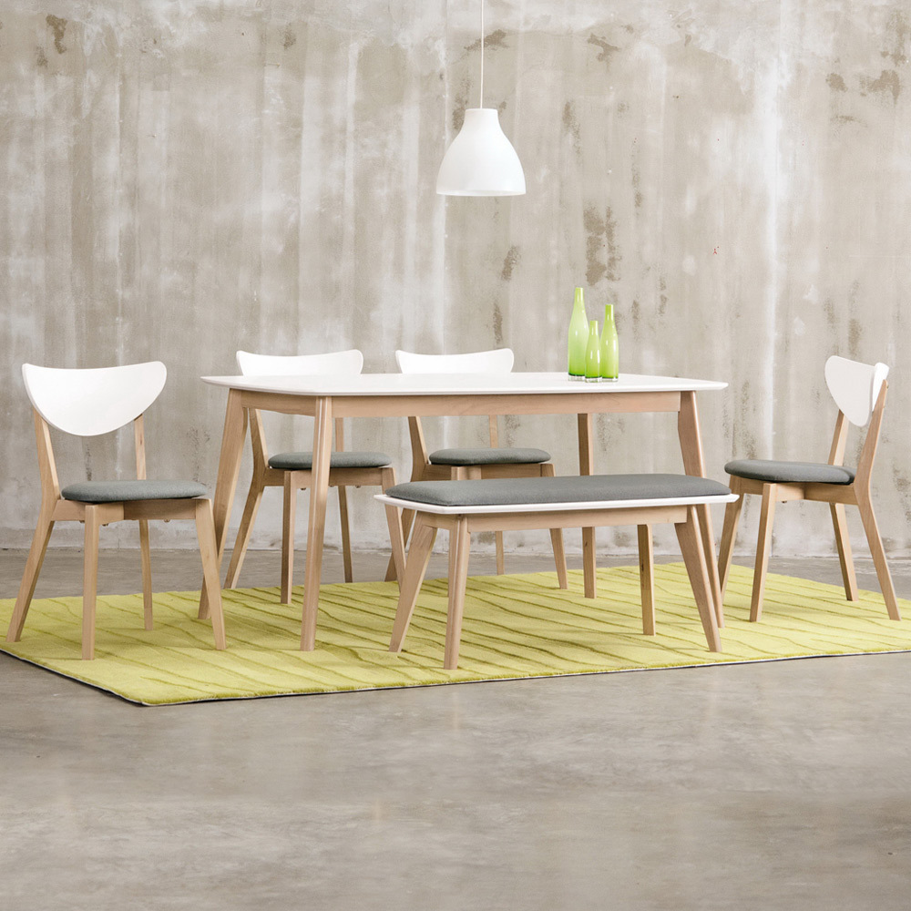 諾維雅北歐風餐桌椅組(一桌二椅一長凳)