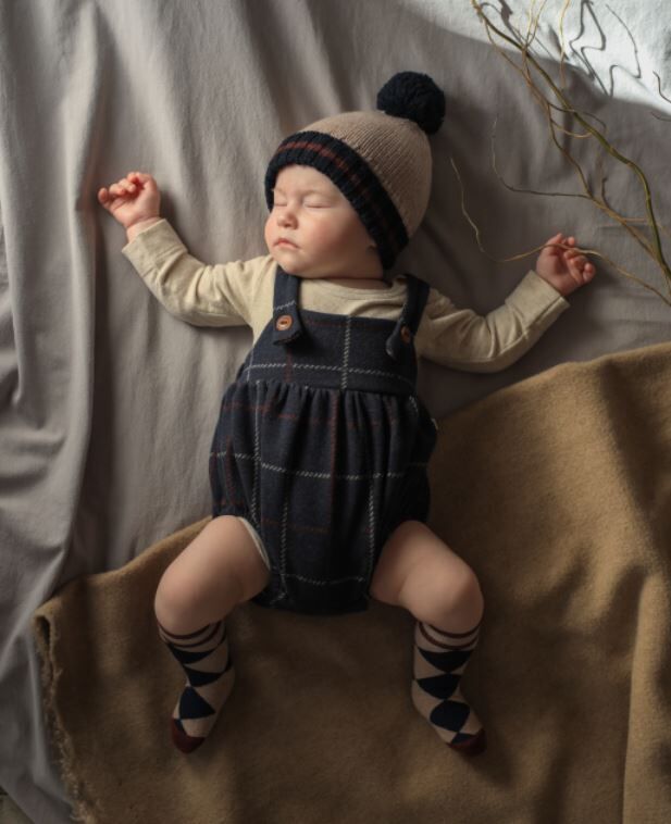 1+ in the family 英倫風吊帶格紋包屁衣 BORIS dark-blue