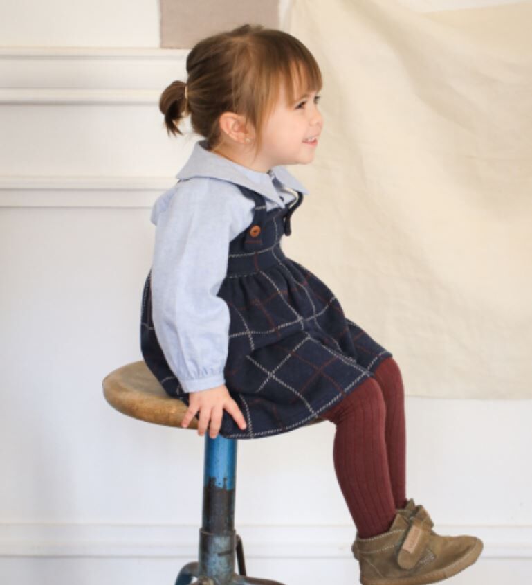 1+ in the family 英倫風格紋吊帶裙 NINA dark-blue