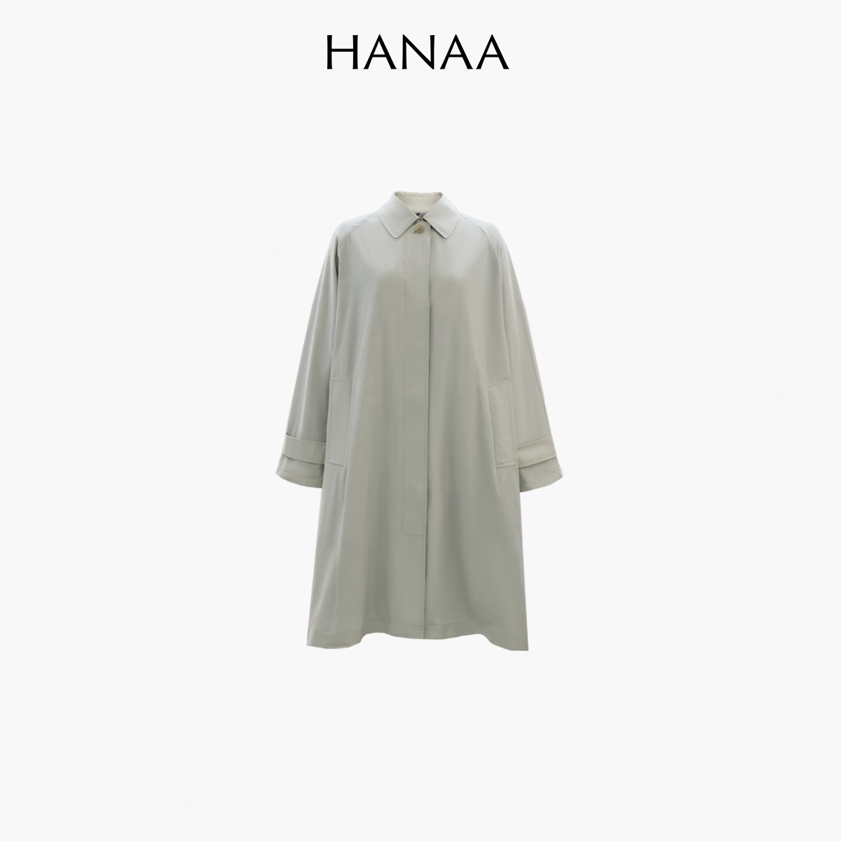 HANAA 新款絲棉經典格紋內裡翻領單排扣廓形風衣