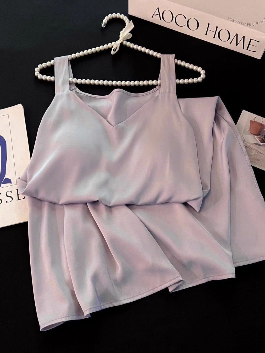 🔜 新款冰絲帶胸墊吊带睡裙👗-0578