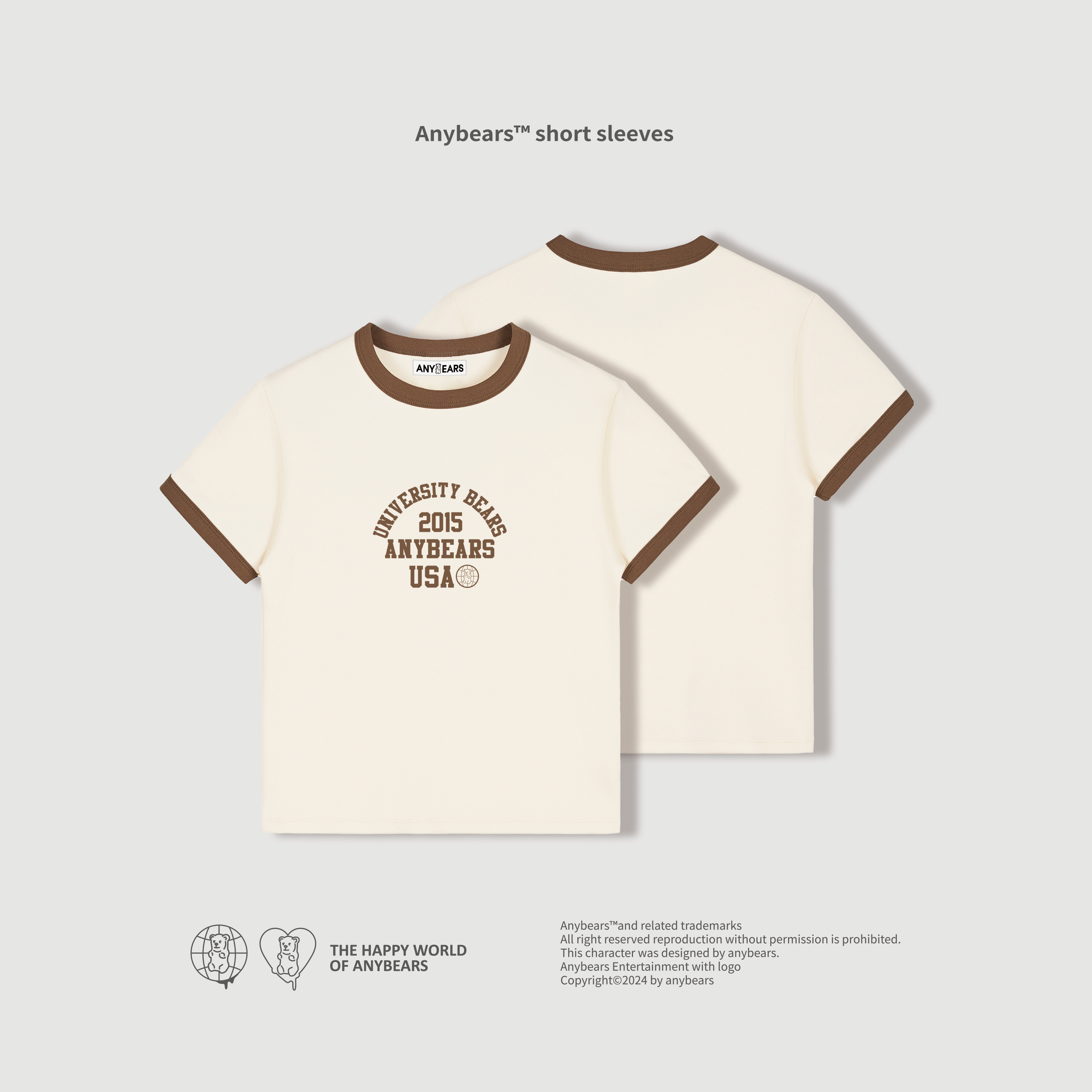 ANYBEARS® University BEAR 大學熊 滾邊短版上衣