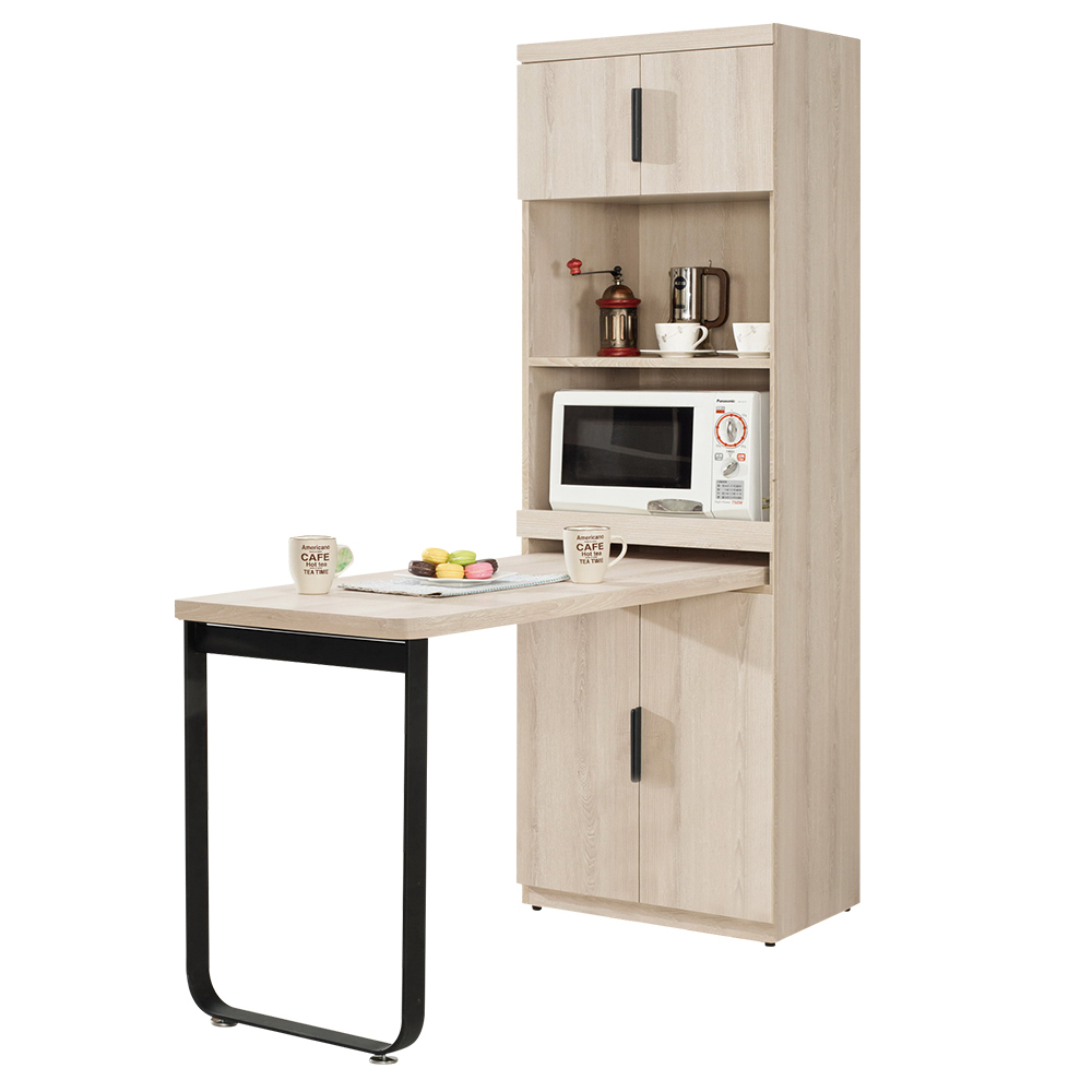 諾文2尺L型餐桌/高餐櫃