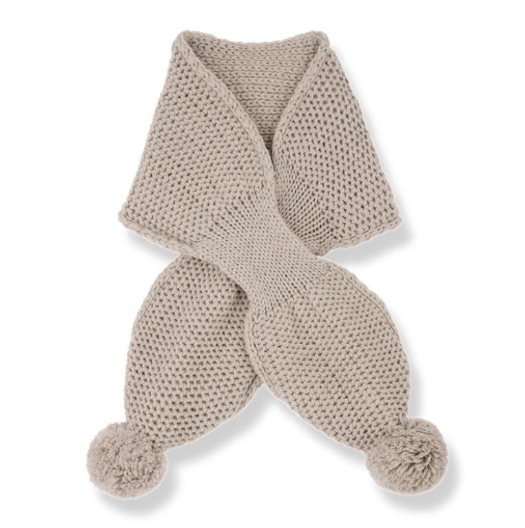 1+ in the family 毛球針織圍巾 BRUNA-bb tortora