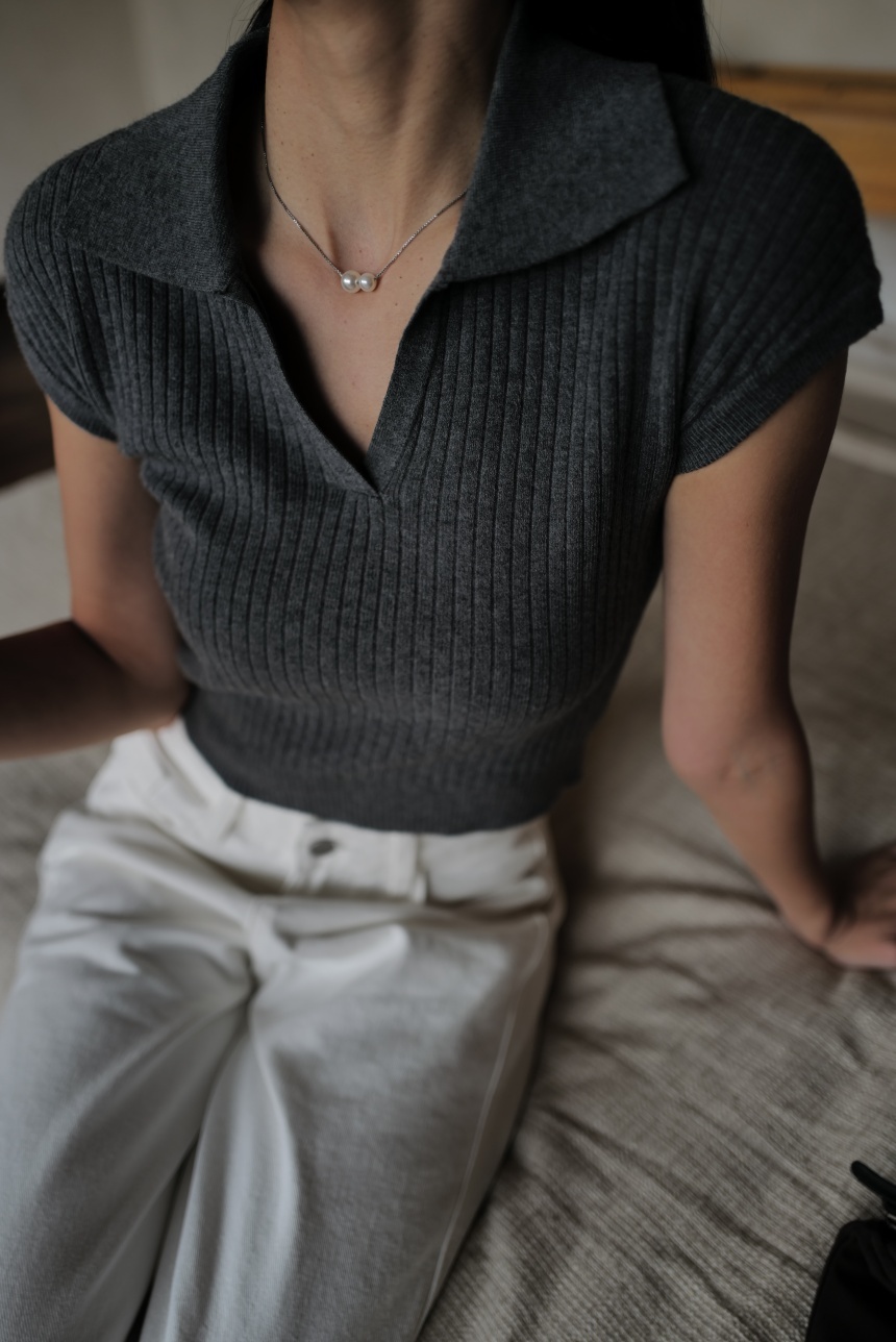 Polo領坑紋飛飛袖上衣*5色