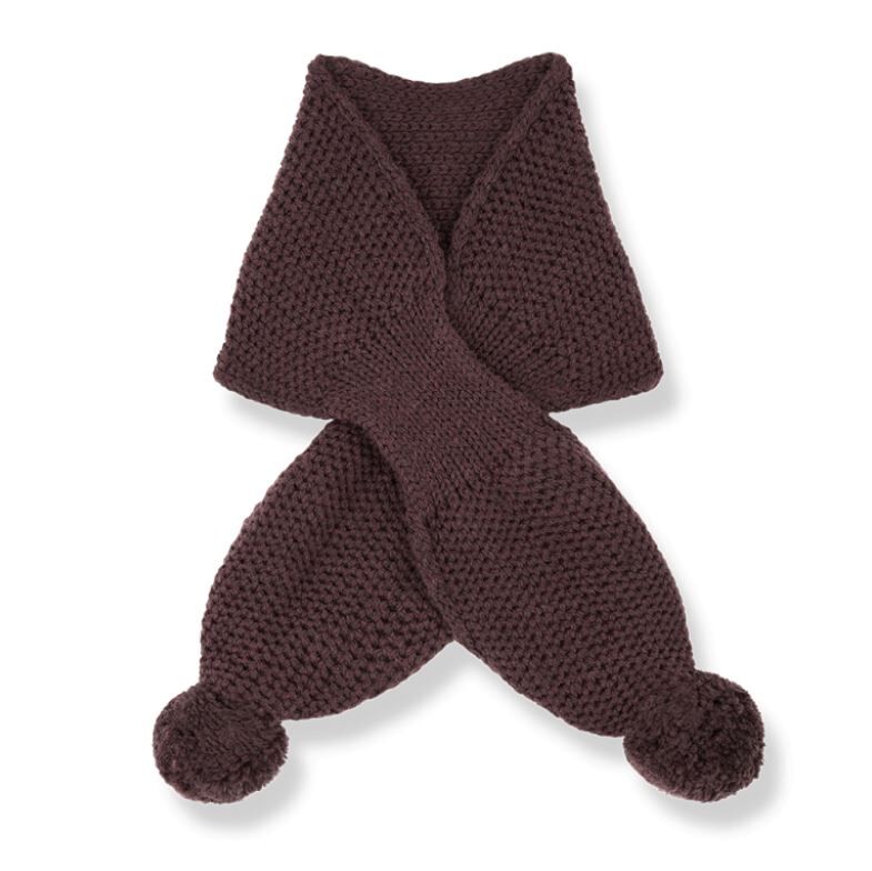 1+ in the family 毛球針織圍巾 BRUNA-bb melanzana