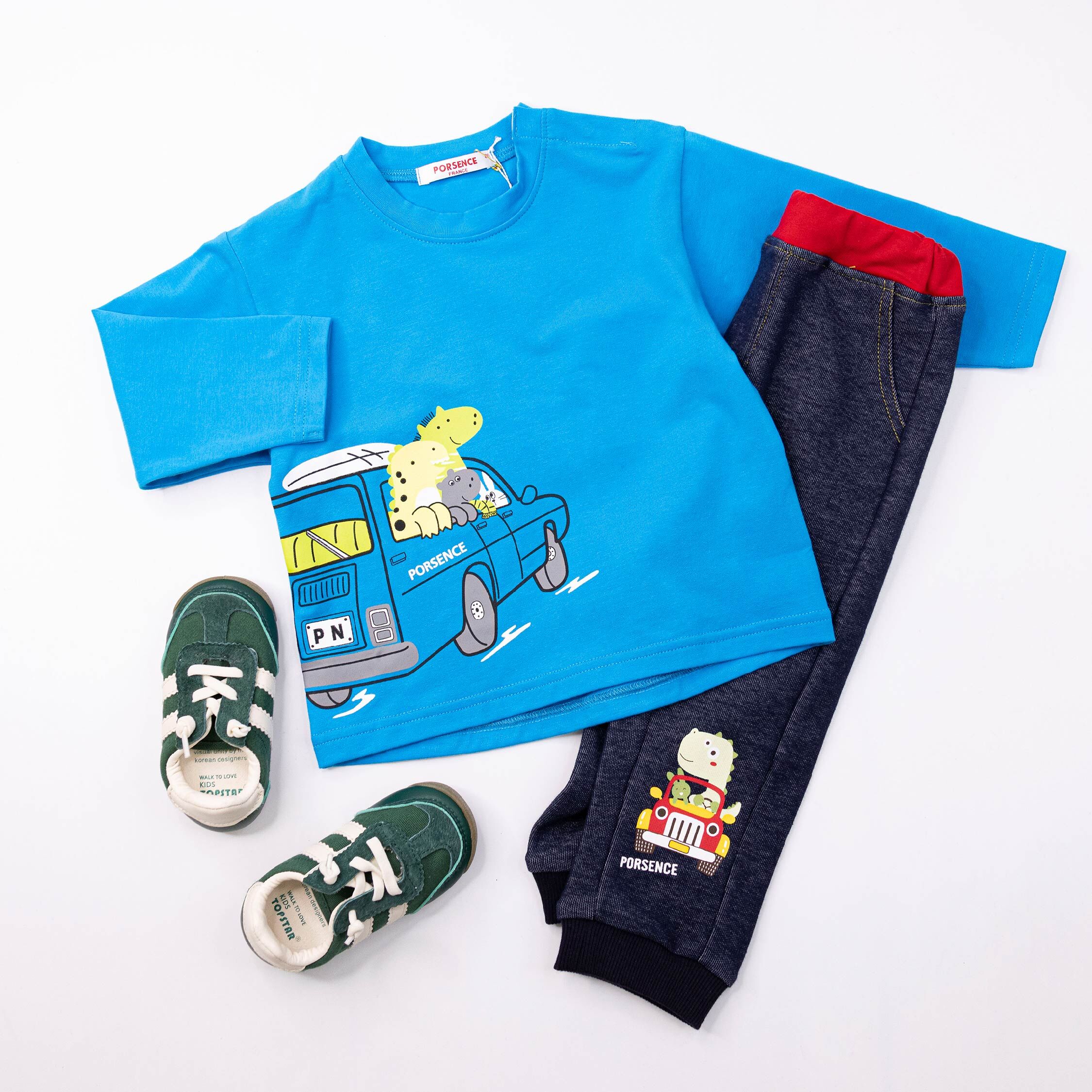 波紳士【12535】動物好朋友郊遊趣圓領上衣＊二色