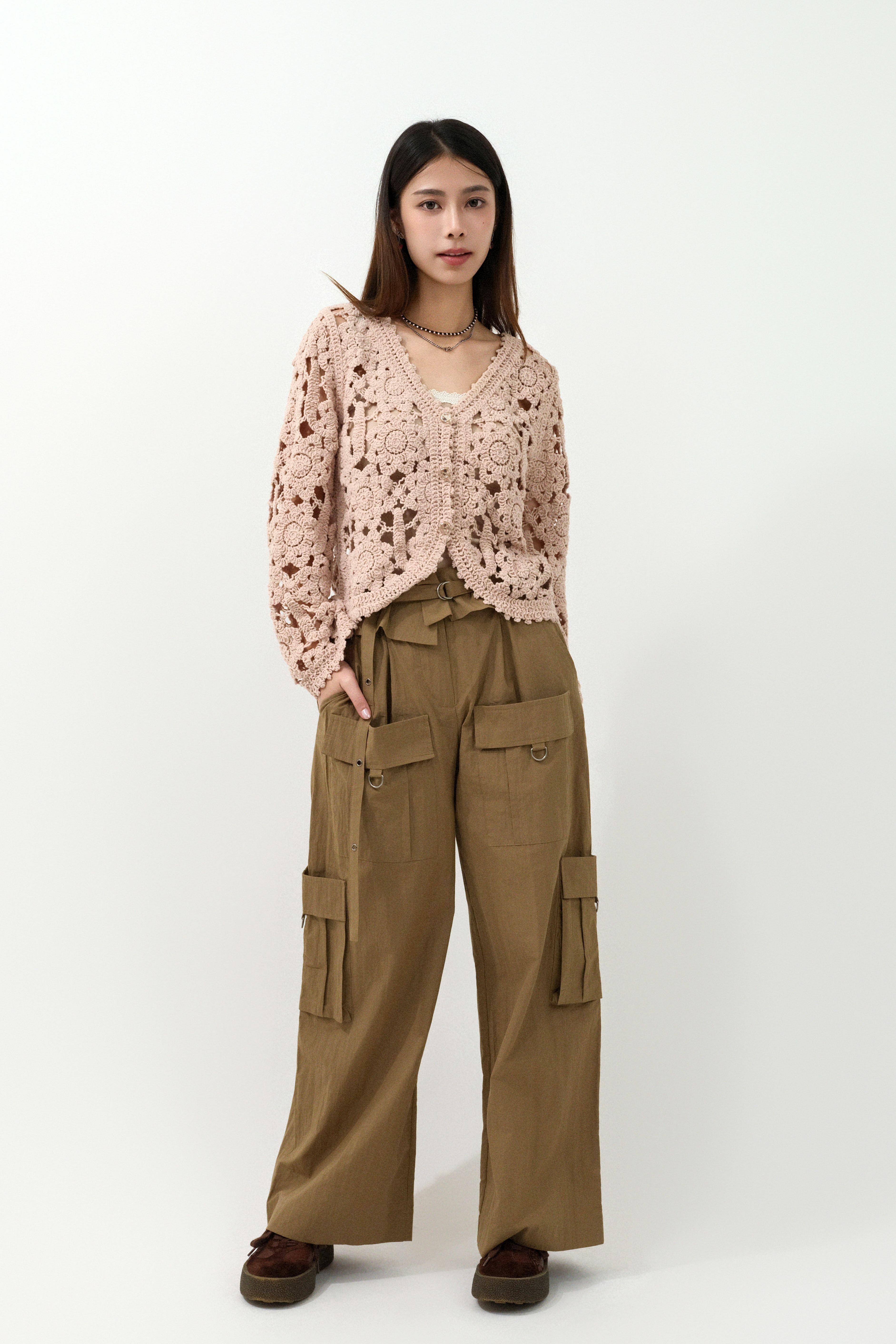 花花織花絲絨線cardigan（現貨款式）