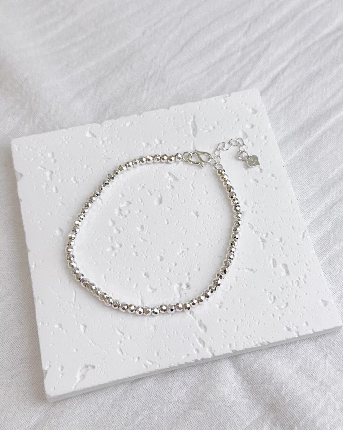 鑽切銀珠純銀手鍊