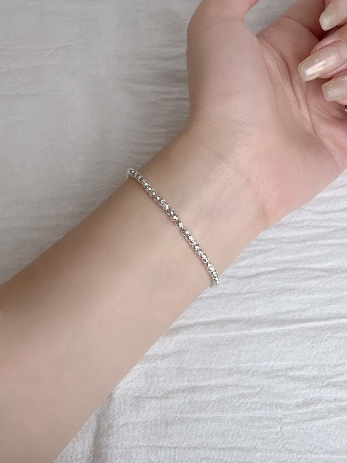 鑽切銀珠純銀手鍊