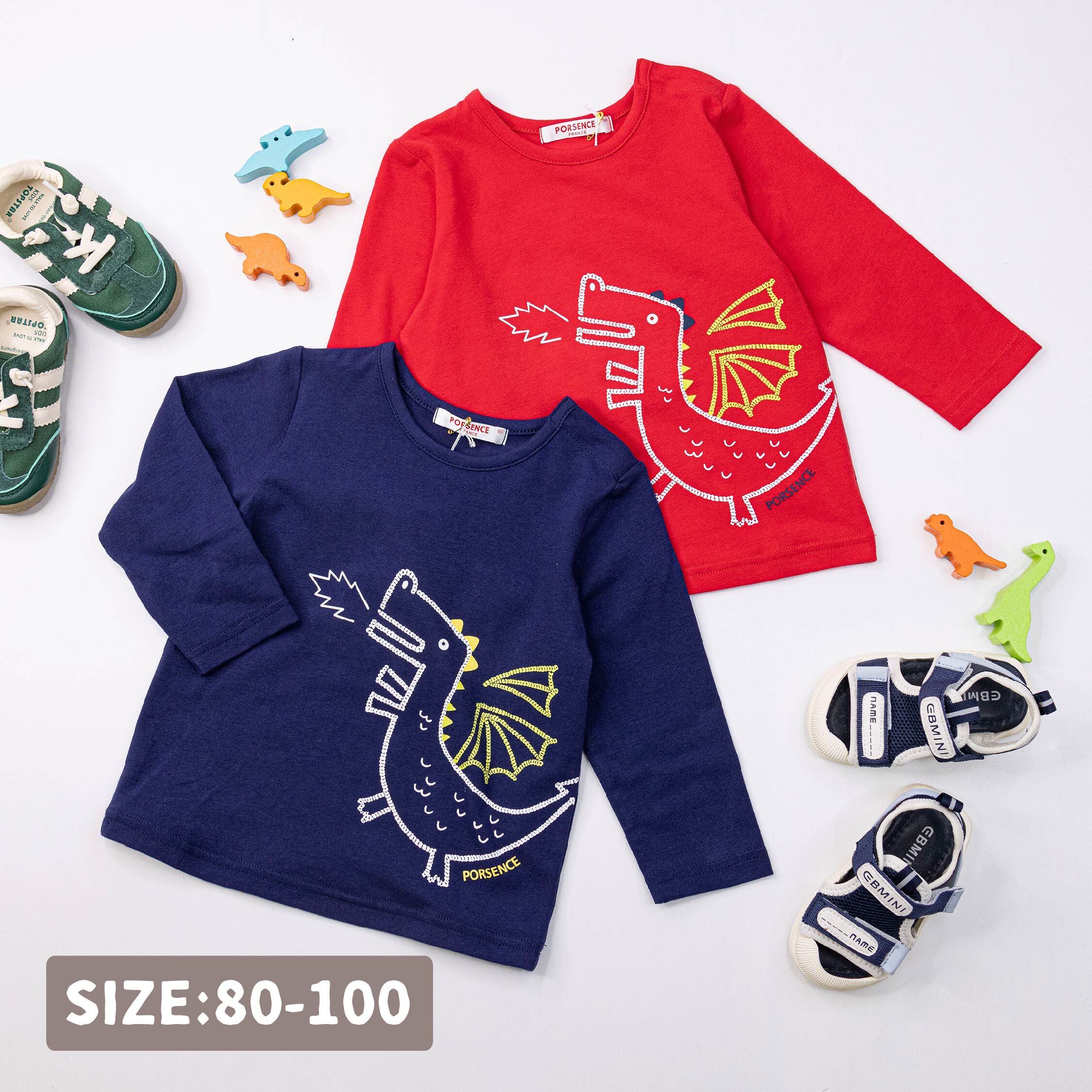 波紳士【12534】逗趣飛天恐龍棉質上衣＊二色