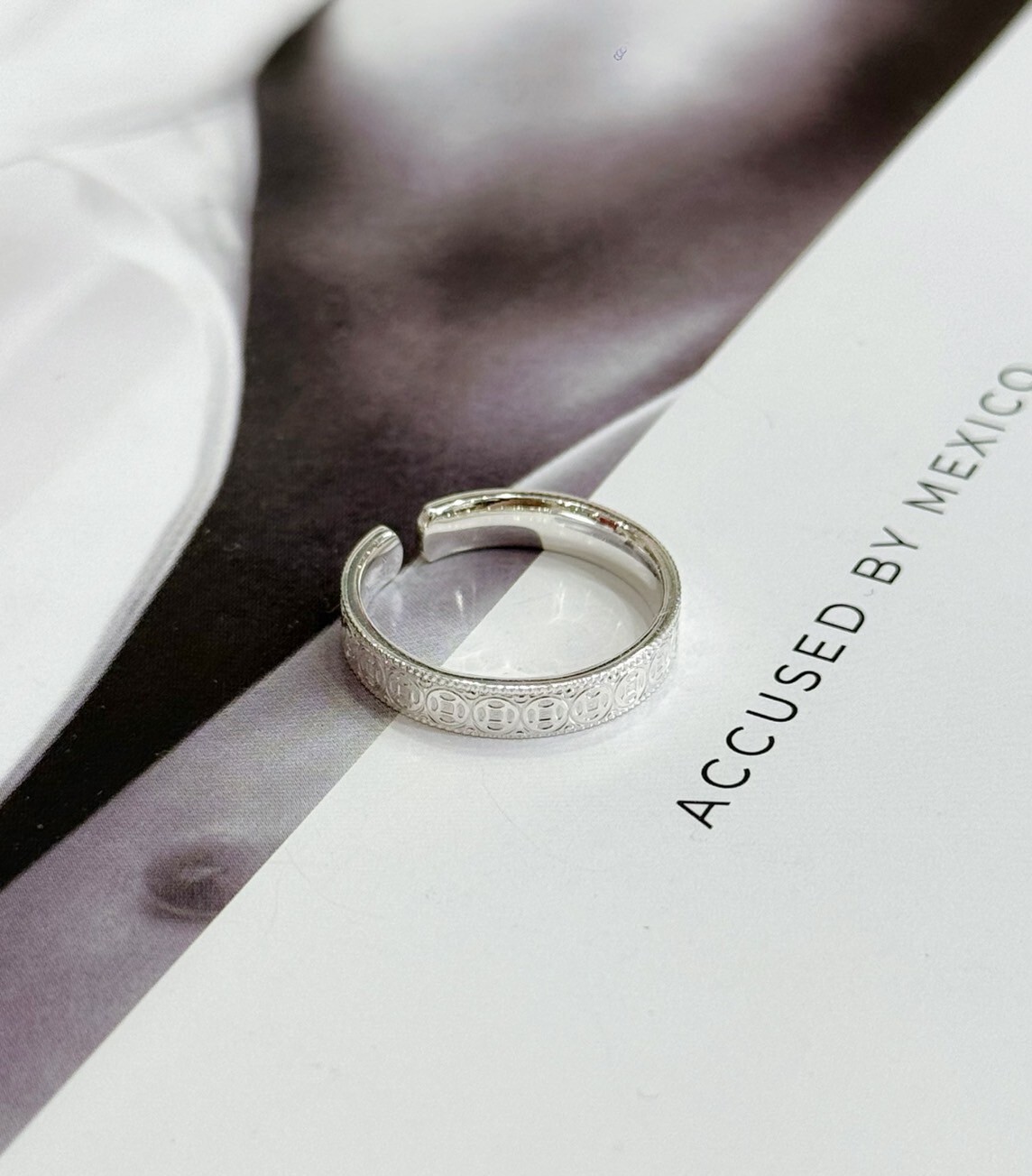 滿版錢母寬版純銀戒指