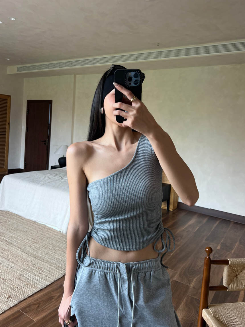 附胸墊抽繩單邊坑紋背心*3色