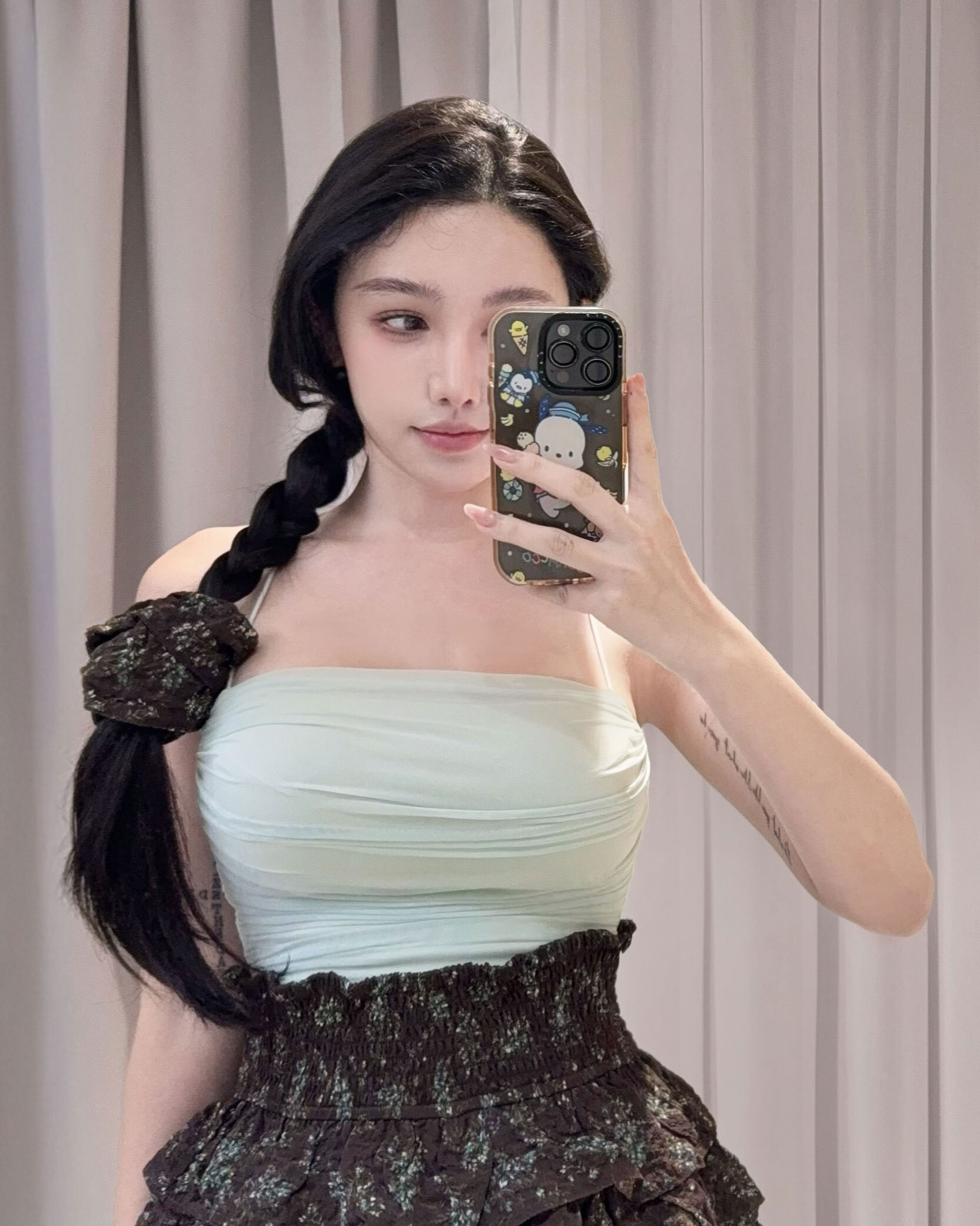 訂製-抓皺網紗細肩背心