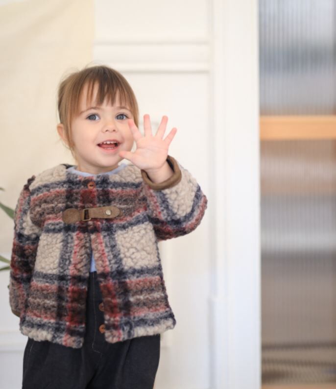 1+ in the family 格紋毛絨單扣外套 CHARLOTTE dark-blue