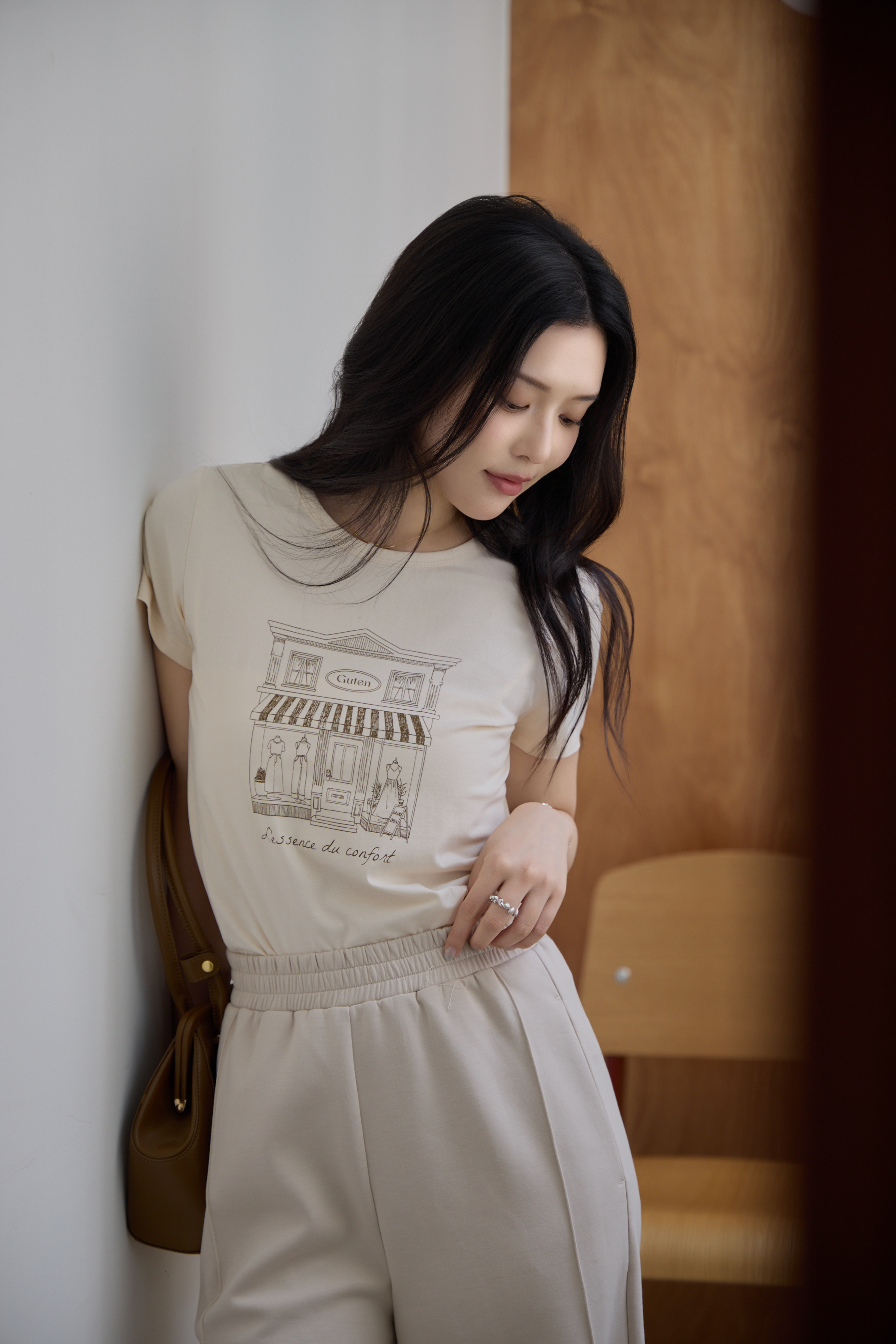 『最後現貨』Gmade/法式手繪店鋪正肩T-shirt-杏