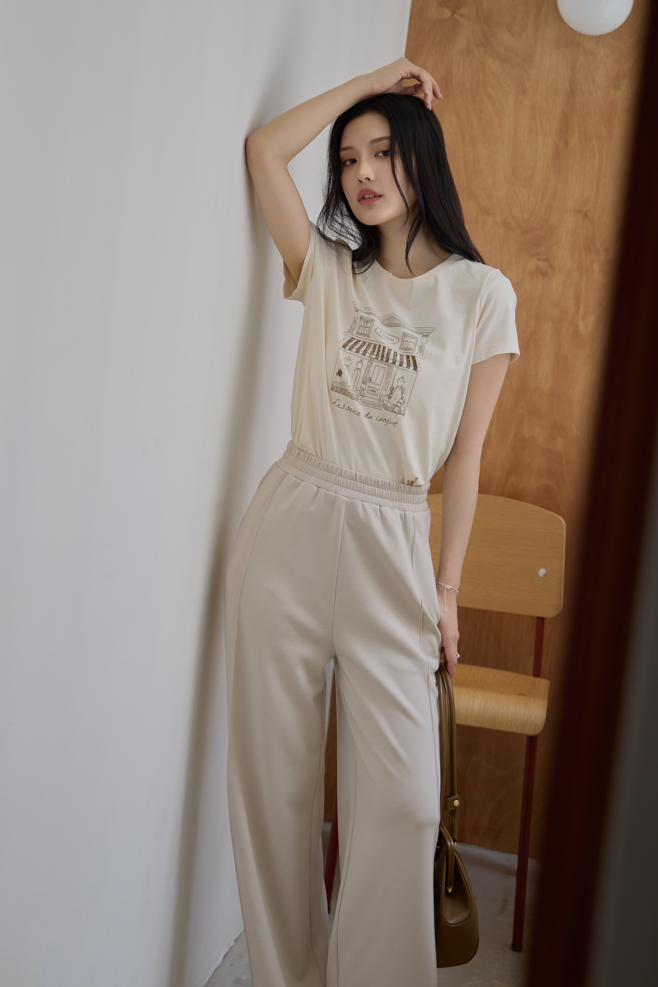 『最後現貨』Gmade/法式手繪店鋪正肩T-shirt-杏