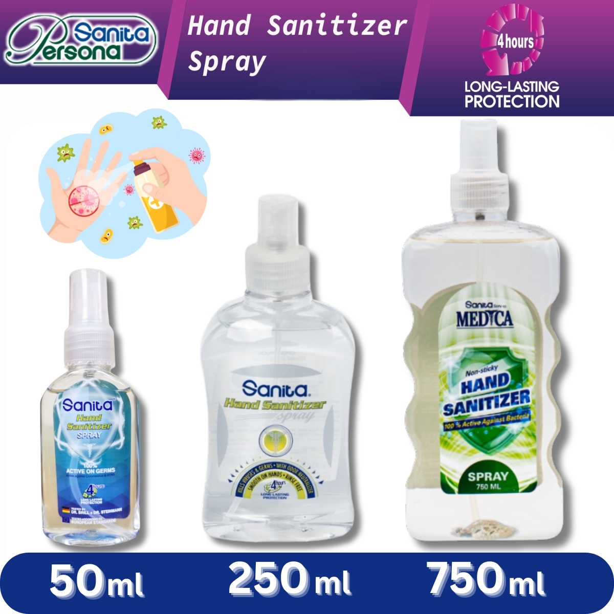 Sanita - 搓手消毒噴霧 免沖洗 消毒抗菌 (歐盟認可), Sanita - Antibacterial Hand Sanitizer SPRAY