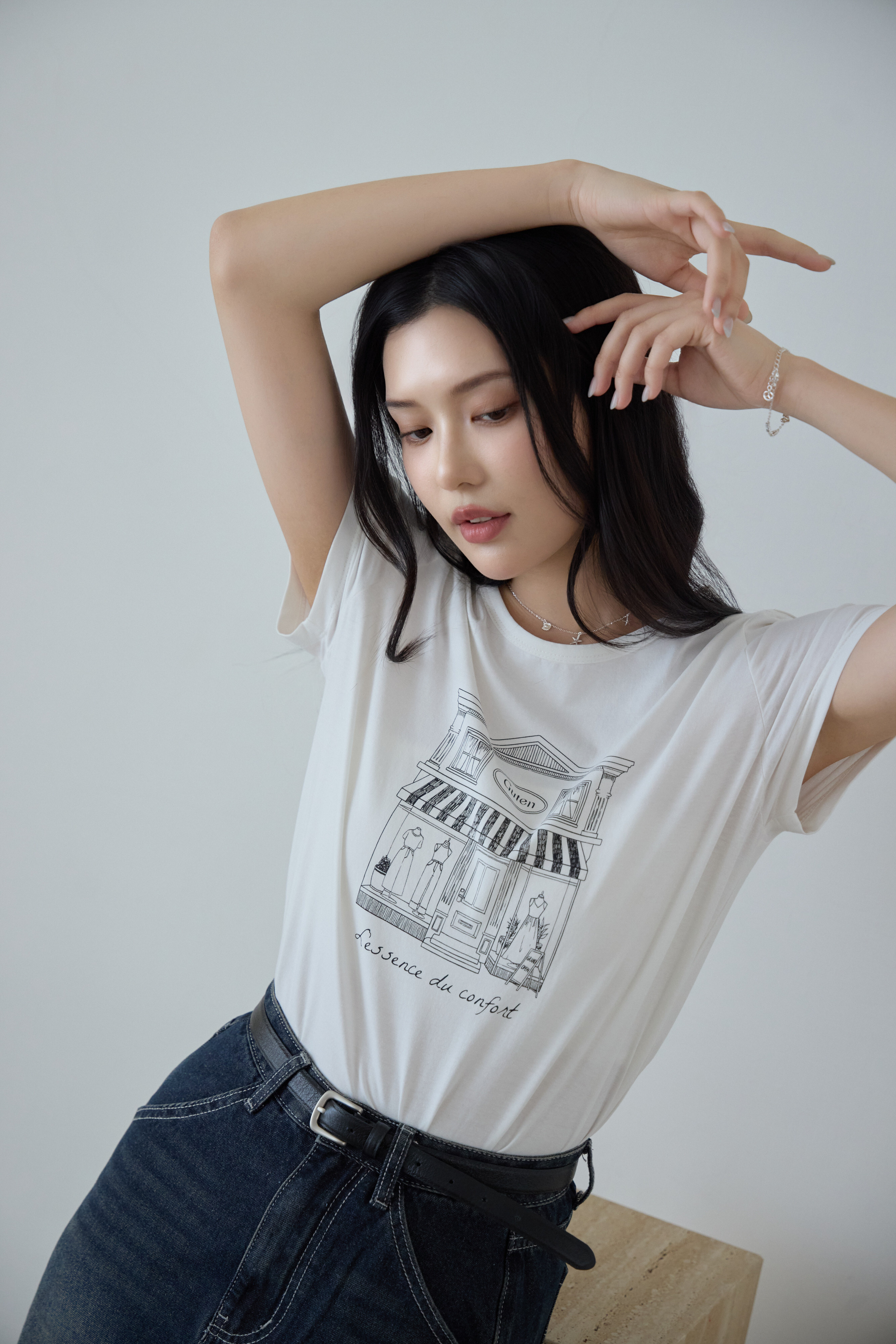 『最後現貨』Gmade/法式手繪店鋪正肩T-shirt-白